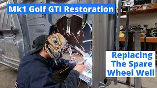 Replacing The Spare Wheel Well  Golf Episode 28 Volkswagen Mk1 Golf GTI Resto [upl. by Sitelc]