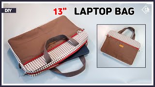 DIY 13 inch Laptop Bag  Tablet pouch with pockets  sewing tutorial Tendersmile Handmade [upl. by Akaya645]