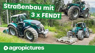 Wegsanierung mit Lener Hackgut  Fendt 1050 936 und 714 mit Steinbrecher Grader und Rüttelplatte [upl. by Tannenbaum87]