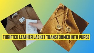 Thrifted suede leather jacket upcycled into a handbag purse thing part 1 [upl. by Rhyner475]