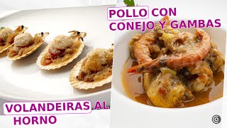 VOLANDEIRAS al horno  POLLO con CONEJO y gambas  con Karlos Arguiñano [upl. by Nadirehs333]