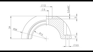 130 Korpus obejmy  podstawy rysunku technicznego Wymiarowanie Kurs w SolidWorks 2D [upl. by Hairahcaz]