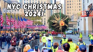 NYC Rockefeller Center Christmas Tree 🎅 2024 🎄 Installation New York City Christmas 2024 🌲 [upl. by Sarah]