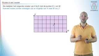 Combinatoriek  routes in een rooster  WiskundeAcademie [upl. by Moazami]