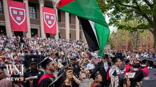 Hundreds of Graduates Walk Out of Harvard Commencement  WSJ News [upl. by Nodearb]