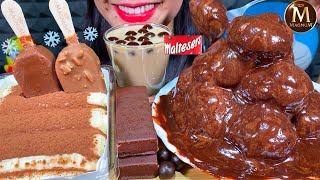 ASMR CHOCOLATE CAKE PROFITEROLE TIRAMISUMAGNUM ICE CREAM KINDER PINGUI MILK MASSIVE Eating Sounds [upl. by Wellesley]