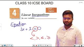 Class 10  ICSE Board  MATHS  CHAPTER 4  LINERA INEQUATIONS  INTRODUCTION [upl. by Oihsoy]