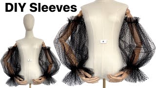 How to make detachable sleeves Puff sleeve sewing tutorial DIY tulle sleeves Fashion Anita Benko [upl. by Adniralc]