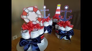 Diaper Centerpieces nautical theme [upl. by Asiuqram411]