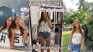 WHAT I WORE FOR THE FIRST WEEK OF HIGHSCHOOL sophomore year [upl. by Normac537]