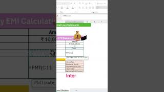 Excel Personal Loan EMI calculator learn in less than 1 minute excel personalfinance home [upl. by Amarette]