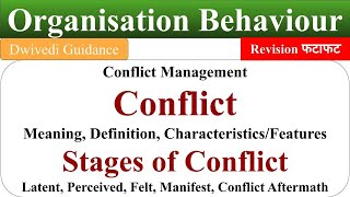 Conflict Meaning Stages of Conflict Latent Manifest Conflict Conflict management OB behaviour [upl. by Anestassia622]