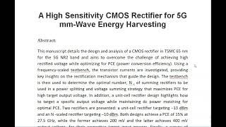 A High Sensitivity CMOS Rectifier for 5G mm Wave Energy Harvesting [upl. by Abbott995]