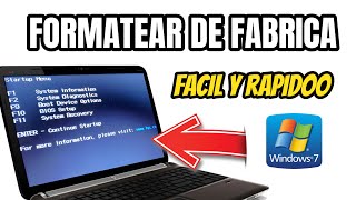 Como FORMATEAR DE FABRICA una PC Windows 7  Facil y Rapidoo [upl. by Ehling]