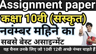 Class10th संस्कृत Sanskrit November Month Assignment 3 class10 assignment November month sanskrit [upl. by Ennovoj]