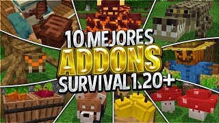 😯Top 10 MEJORES ADDONS SURVIVAL para MINECRAFT 120  12062 BedrockPE MODS MINECRAFT PE 120 [upl. by Atkins523]