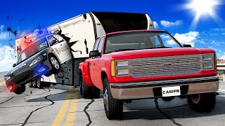 POLICE CHASE LONG TRAILER BeamNG Drive [upl. by Haliek]