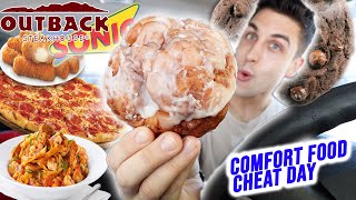 COMFORT FOOD cheat day quot10000 CALORIE CHEATDAYquot DONUTS PASTA PIZZA [upl. by Alemahs]