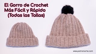 Tutorial Cómo Tejer Gorros a Crochet Muy Fácil y Rápido en Recto Todas las Tallas [upl. by Laurette]