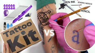 DIY TATTOO ꜱᴛɪᴄᴋ ɴ ᴘᴏᴋᴇ  STUFF FROM HOME vs KIT FROM AMAZON [upl. by Hughmanick]