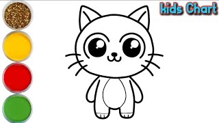 Simple cat drawing for kids and Toddlers  cat drawing kidschart5240 easy cute [upl. by Ydisahc397]