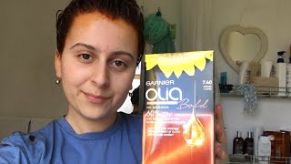 Garnier Olia Bold Intense Copper review from green to orange hair [upl. by Ecinrahs]