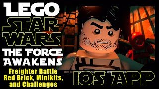 Lego Star Wars The Force Awakens iOS Freighter Battle Minikits Challenges and Red Brick [upl. by Zeuqirdor572]