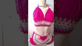 Conjunto Rosa Pink de Crochê crochet modapraia croche crochê modaintima artesanato handmade [upl. by Arnaldo]