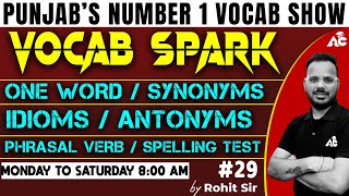 Master Vocabulary for SSC amp Punjab State Exams  VOCAB SPARK with Rohit Sain Sir 29 [upl. by Lowe]