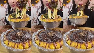 ASMR MUKBANG  Sweet Potato Cheese Tart Cold Pot Red Oil Skewers Spicy Seafood Snail Noodles [upl. by Ellenyl407]