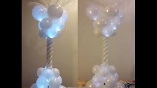 DIY Balloon column with balloon lights and feathers Great Balloon Decoration piece [upl. by Reynold133]