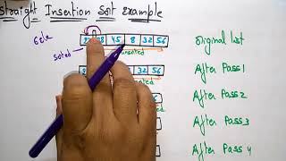 Insertion sort example  Straight  Data Structures  Lec57  Bhanu Priya [upl. by Guillaume]