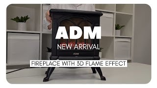 ADM Electric Fireplace Heater with 3D Flame Effect [upl. by Hayden]