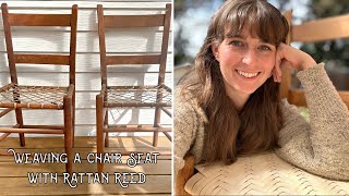 Antique Chair Makeover Basket Weaving Refurbishes a Wooden Chair [upl. by Alleinnad793]