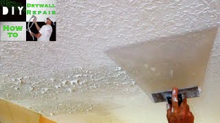 How to match knockdown texture on a drywall ceiling repair Tips Tricks and Tools needed Diy Drywall [upl. by Merideth363]