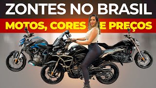 MOTOS ZONTES PREÃ‡O CORES T310 R310 e V310  ZONTES NO BRASIL TESTEI A T310 TESTE V310 TESTE R310 [upl. by Cestar]