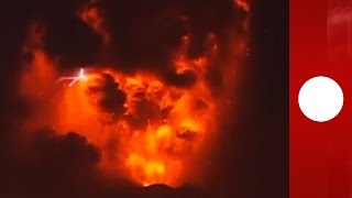 Lightning and lava Chile volcano violently explodes in electric storm [upl. by Oralle]