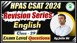 HPAS CSAT 2024  Revision Series  English  Exam Level Questions  Class29  Civilstap Himachal [upl. by Vergos158]