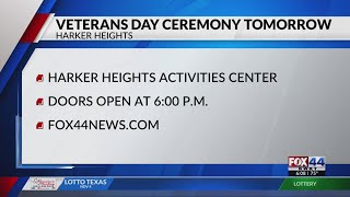 Veterans Day Ceremony coming to Harker Heights [upl. by Lauer364]