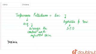 Match the following\nList 1\nTreponema pallidum\nYersinia pestis\nBacillus anthracis\nVibrio\nL [upl. by Ecniuq]