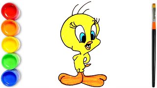 How to draw Tweety Bird Tweety Bird Drawing Looney Tunes [upl. by Ahtnicaj995]