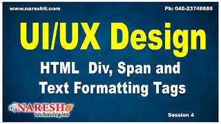 Session4  HTML Div Span and Text Formatting Tags  UIUX Design Tutorials [upl. by Ailecara]