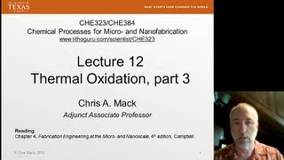 Lecture 12 CHE 323 Thermal Oxidation part 3 [upl. by Ilatfan]