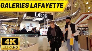 Les Galeries Lafayette Haussmann Paris Walking Tour【4K 60fps】 🇫🇷 France luxury shopping mall [upl. by Arleta]