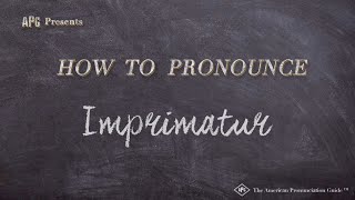 How to Pronounce Imprimatur Real Life Examples [upl. by Mariellen505]