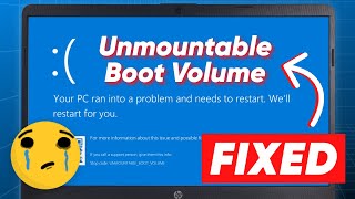 SOLVED How to Fix Unmountable Boot Volume Error on Windows 1110  BSOD Repair [upl. by Htur]