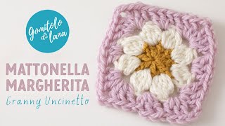 🌼 Mattonella Granny Square con fiore Margherita 🌼 [upl. by Arehahs]