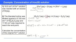 KAC315  Titrations II Redox Multistep Redox Titration Calculations IodineThiosulfate [upl. by Verlee236]