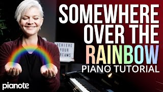 How to Play quotSomewhere Over The Rainbowquot 🌈 Beginner Piano Lesson [upl. by Anayhd]