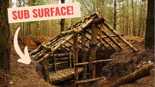 UK Bushcraft Survival Bunker Build With Hand Tools And A Wild camp [upl. by Ambert124]